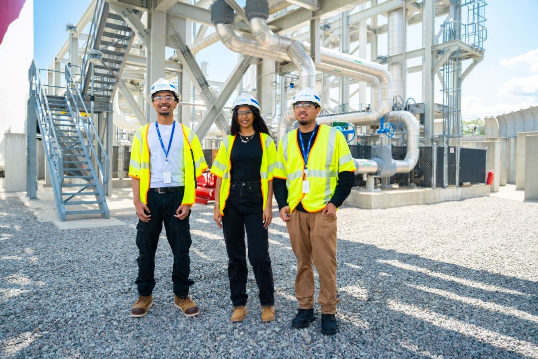 National Grid interns on a tour of the “Rainbow Swash” LNG tower. Photo by Samantha Barracca.