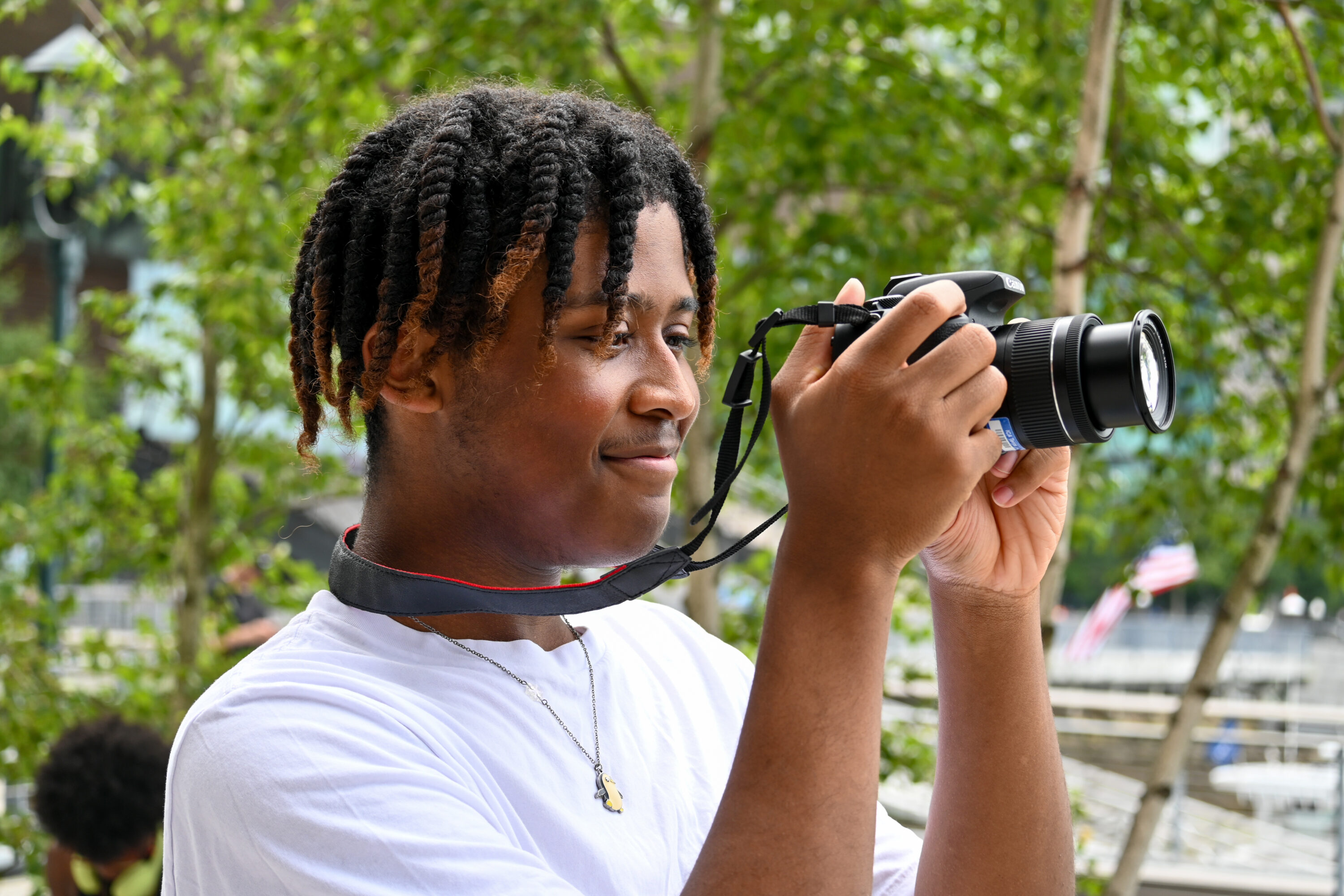 Cayen Diggs-Williams, an intern at the Institute of Contemporary Art (ICA), tries his hand at photography.